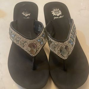 Yellow Box Wedge Flip Flops